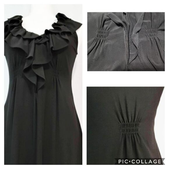Tiana B. Ruffle V-Neck Collar Black Fit & Flare Dress Silhouette Extra Small XS - Picture 6 of 16